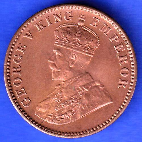 BRITISH INDIA 1936 GORGE V KING ONE QUARTER ANNA COPPER COIN ANH3221