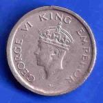 British India 1947 George vi king One rupee coin ANH3420
