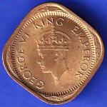 BRITISH INDIA 1944 GEORGE VI 1/2 ANNA COIN HSK230