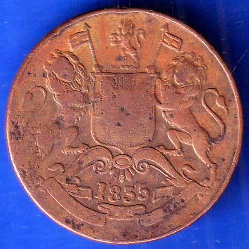 East India Compnay 1835 Half Anna Copper Coin ANH1973
