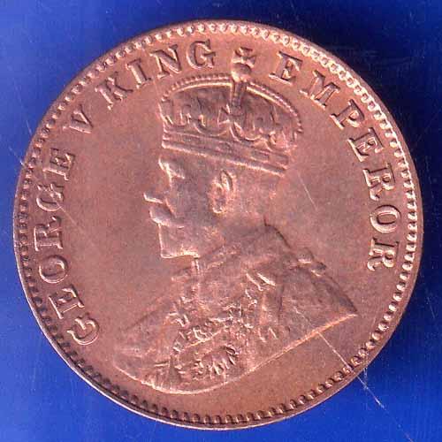 British India 1927 BOMBAY MINT George V One Quarter Anna Coin ANH2771
