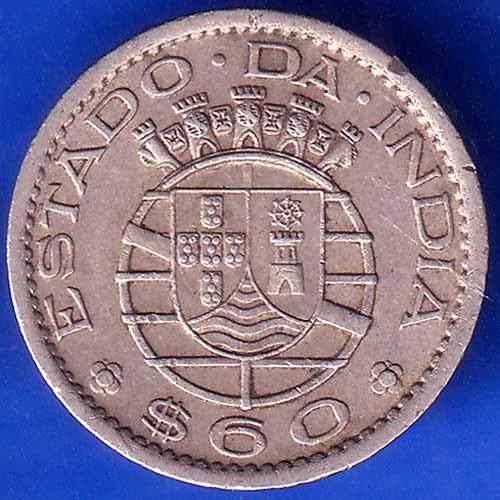 Portuguese India 60 Centavos 1959 coin ANH3021