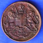 East India Company 1835 1/12 Anna Copper Coin ANH3269