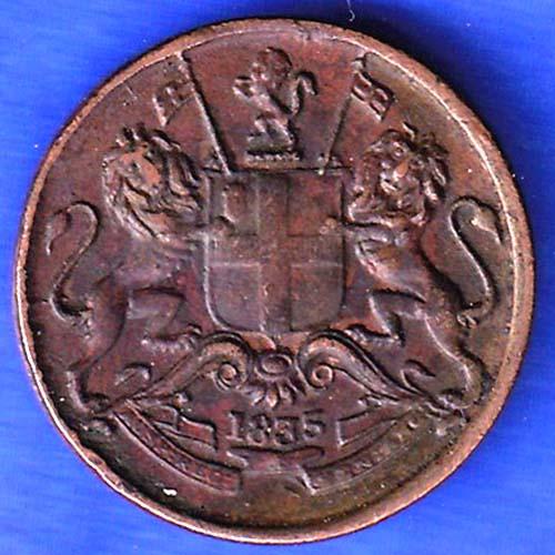 East India Company 1835 1/12 Anna Copper Coin ANH3269