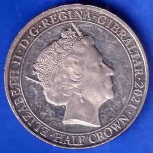 ELIZABETH II DEI-GRA REGINA. GIBRALTAR 2021 half  CROWN NOVEM DECENNIIS COIN ANH3372