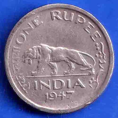 British India 1947 George vi king One rupee coin ANH3420