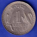 Republic India 1977 One Rupee bombay mint Coin HSK377