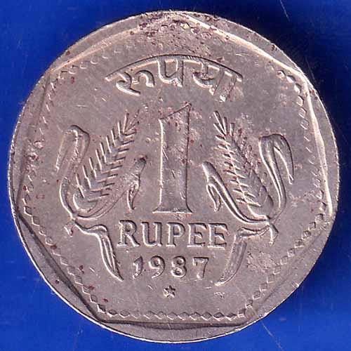 Republic India 1987 Hyderabad Mint One Rupee Coin ANH1974