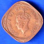 BRITISH INDIA 1943 GEORGE VI 2 ANNAS COIN ANH3469