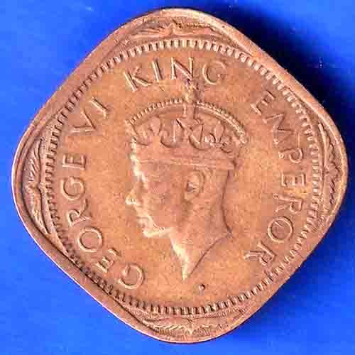 BRITISH INDIA 1943 GEORGE VI 2 ANNAS COIN ANH3469