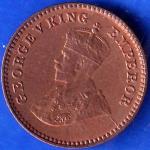 British India 1920 George V King 1/12 Anna Copper Coin ANH224