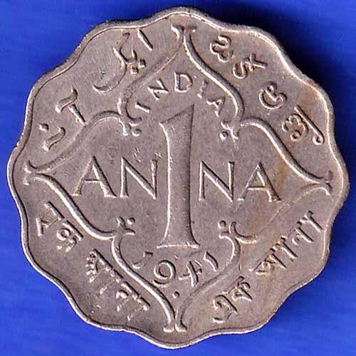 British India 1939 George VI Bombay Mint King One Anna Coin ANH3321