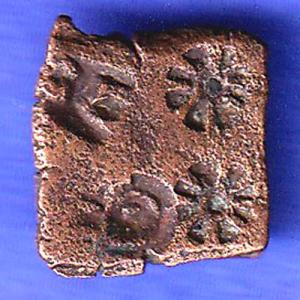 ancient cetral india copper punchmark ujjainy symbols on coin SK640