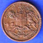 East India Company 1835 1/12 Anna Copper Coin ANH3301
