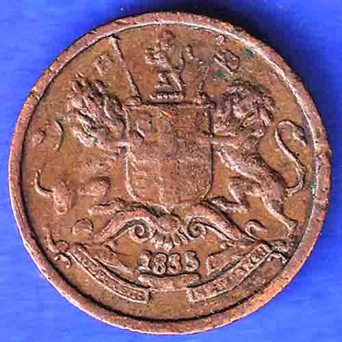 East India Company 1835 1/12 Anna Copper Coin ANH3301