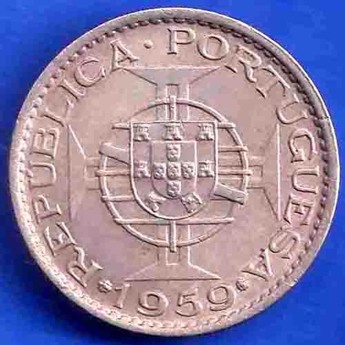 PORTUGUESE INDIA GOA 1 ESCUDO 1959 COIN ANH3401