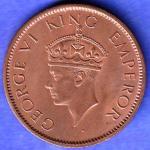 British India 1942 George VI King Emperor One Quarter Anna Copper Coin SK755