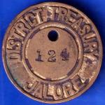 BANK TOKEN:- JALORE DISTRICT TREASURY TOKEN 124 ANH1451