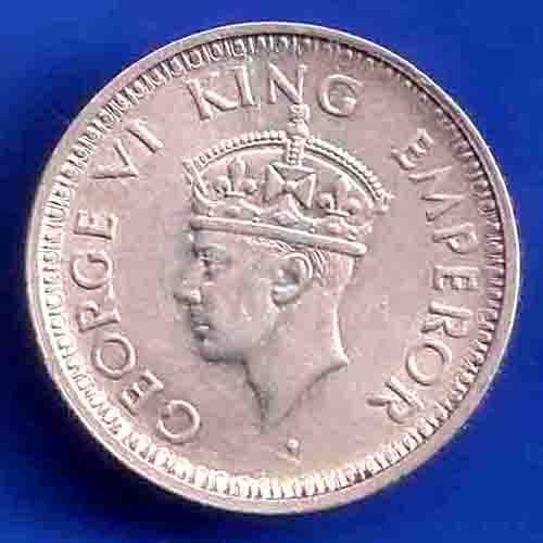 British India 1943 George Vi King Quarter Rupee Coin ANH3403