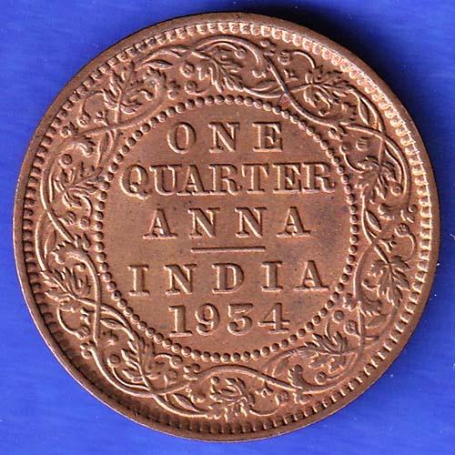 British India 1934 George V King Emperor one quarter ANNA COIN HSK353