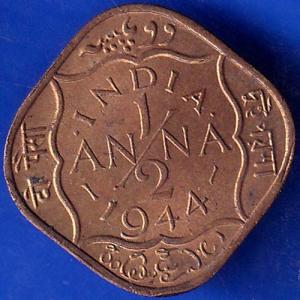 british india 1944 george vi king half anna coin ANH152