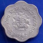 Republic India 1982 Hyderabad Mint World Food Day 10 Paise Coin ANH1423