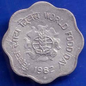Republic India 1982 Hyderabad Mint World Food Day 10 Paise Coin ANH1423