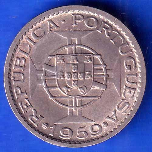 PORTUGUESE INDIA GOA 1 ESCUDO 1959 COIN ANH3023