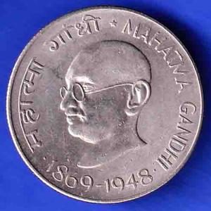 Republic India 1869 1948 Mahatma Gandhi 50 PAISA Coin ANH3180