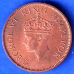 British India 1942 George VI King Emperor One Quarter Anna Copper Coin ANH3374