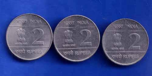 SET OF 3 REPUBLIC INDIA LOUIS BRILLE 1809 - 2009 TWO RUPEE ANH1424