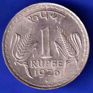 Republic India 1976 One Rupee bombay mint Coin HSK148