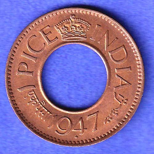British india king bombay mint george vi 1947 one pice beautiful copper Coin SK685