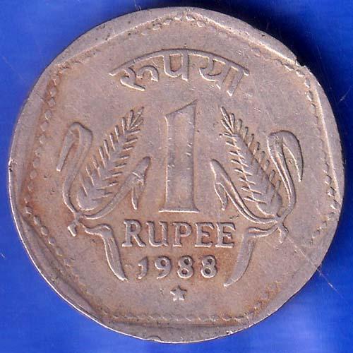 Republic India 1988 Hyderabad Mint One Rupee Coin ANH725