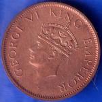 British India 1942 George VI King Emperor One Quarter Anna Coppr Coin ANH824