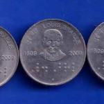 SET OF 3 REPUBLIC INDIA LOUIS BRILLE 1809 - 2009 TWO RUPEE ANH1424