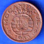 Mozambique 1 Escudo 1953 Rare Copper Coin ANH3024