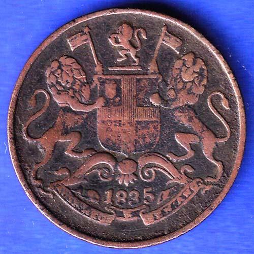 East India Company 1835 One Quarter Anna Copper Coin ANH3273