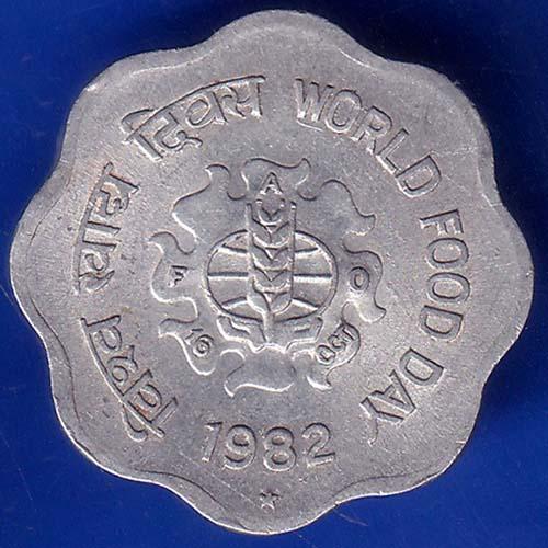 Republic India 1982 Hyderabad Mint World Food Day 10 Paise Coin ANH1027