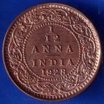 British India 1928 George V King 1/12 Anna Copper Coin ANH1325