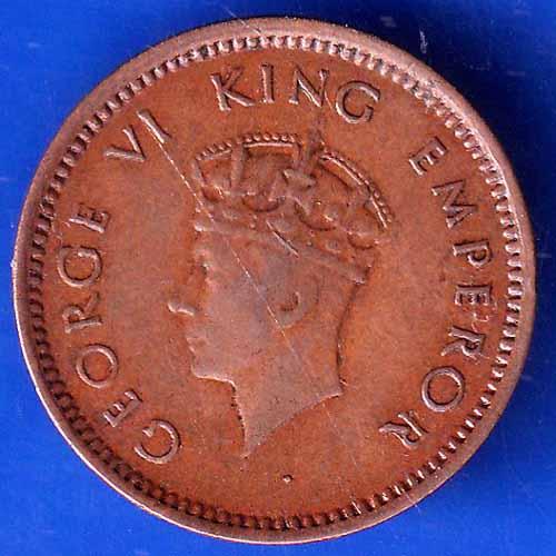 British India 1939 Bombay Mint  George Vi King Emperor Half Pice Coin ANH1977