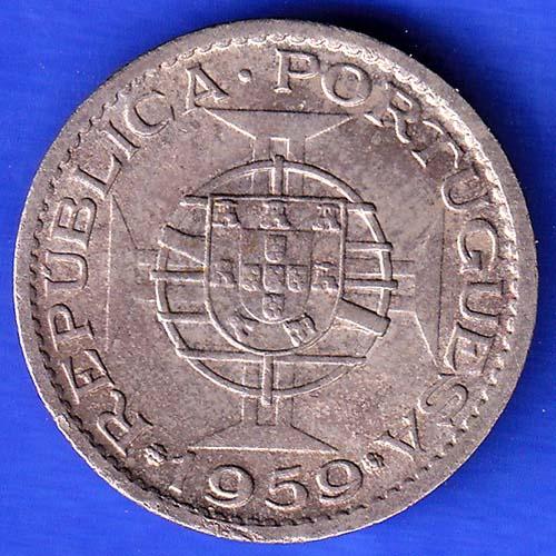 PORTUGUESE INDIA GOA 1 ESCUDO 1959 COIN ANH3274
