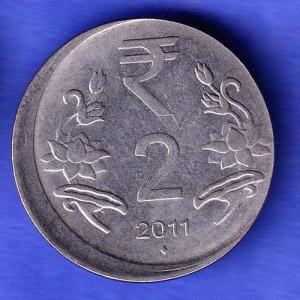 republic india 2011  BOMBAY MINT TWO RUPEE COIN SK533