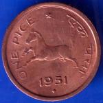 GOVERNMENT OF INDIA 1951 Bombay Mint One Pice Coin ANH429