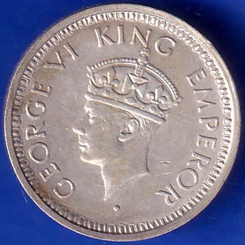 British India 1944 George VI Bombay Mint Quarter Rupee Rare Coin ANH727