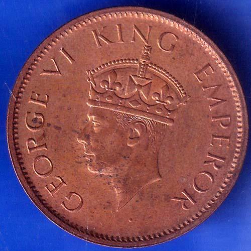 British India 1942 George VI King Emperor One Quarter Anna Coppr Coin ANH1326