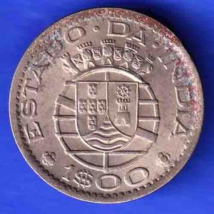 PORTUGUESE INDIA GOA 1 ESCUDO 1959 COIN ANH3183