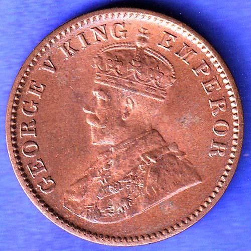 BRITISH INDIA 1936 GORGE V KING ONE QUARTER ANNA COPPER COIN HSK734