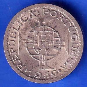 PORTUGUESE INDIA GOA 1 ESCUDO 1959 COIN ANH3091