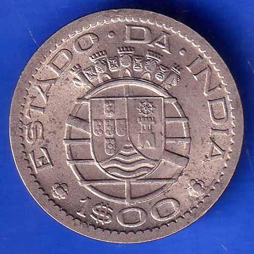 PORTUGUESE INDIA GOA 1 ESCUDO 1959 COIN ANH3091